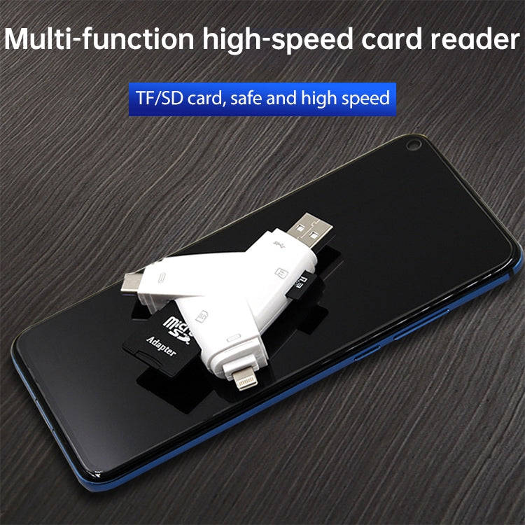 919 3 in 1 USB + USB-C / Type-C + 8 Pin Interfaces TF / SD Card Reader with OTG