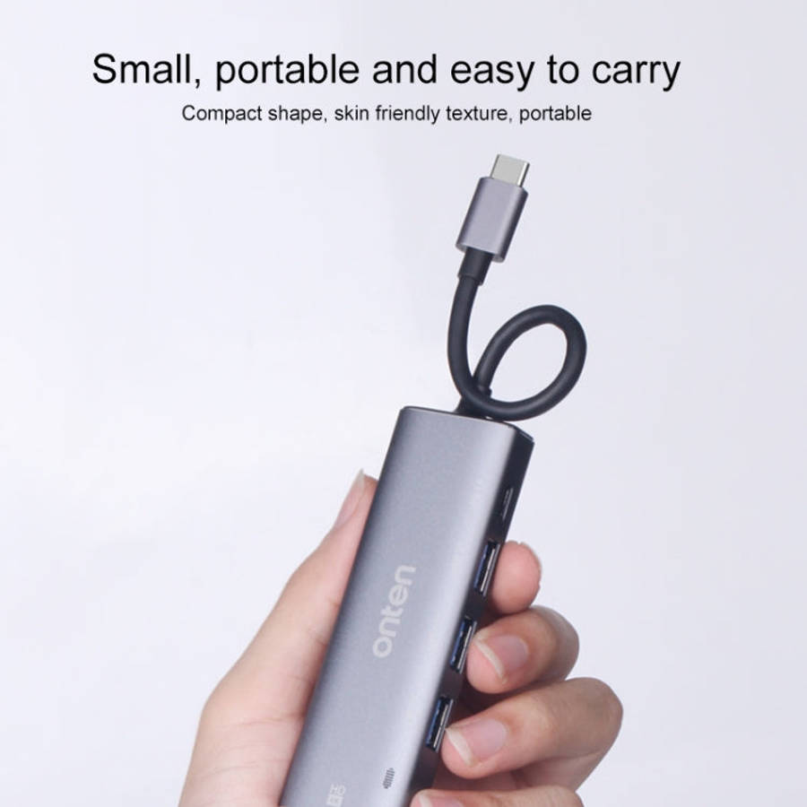 Onten OT-95123 5 in 1 Multifunctional Type-C + USB + HDMI Docking Station, Cable Length: 145mm(Si...