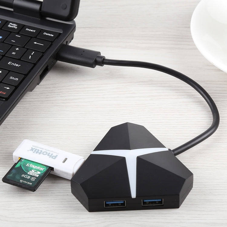 5Gbps Super Speed 4 Ports USB 3.0 HUB Adapter, Cable Length: about 20cm(Black)
