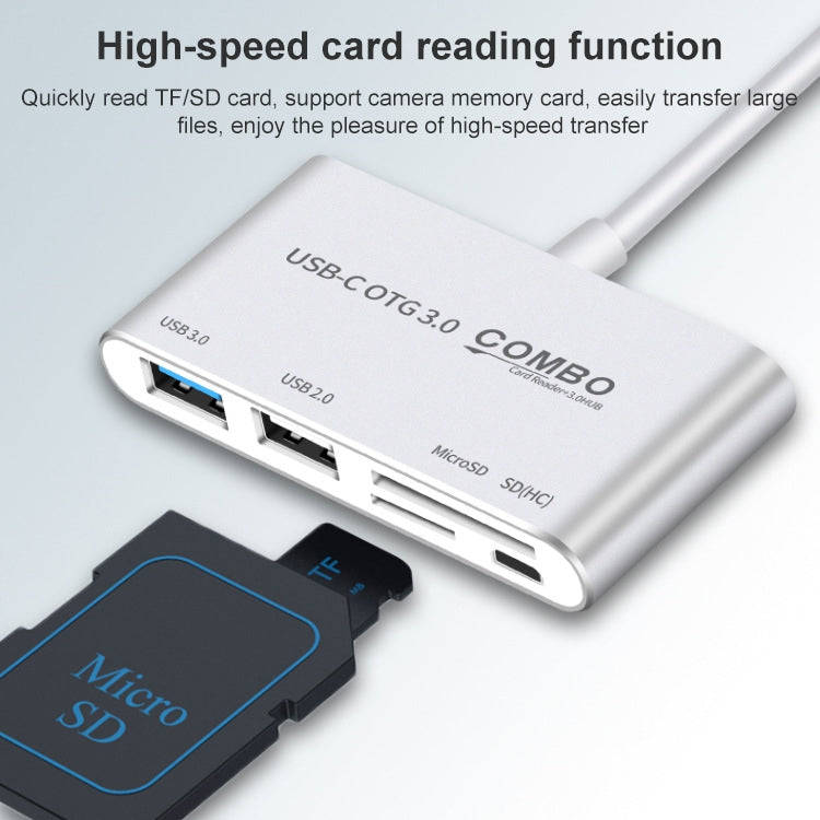 COMBO T-693 5 in 1 USB-C / Type-C to SD / TF / Micro SD Card Slot + USB 3.0 + USB 2.0Ports OTG HU...