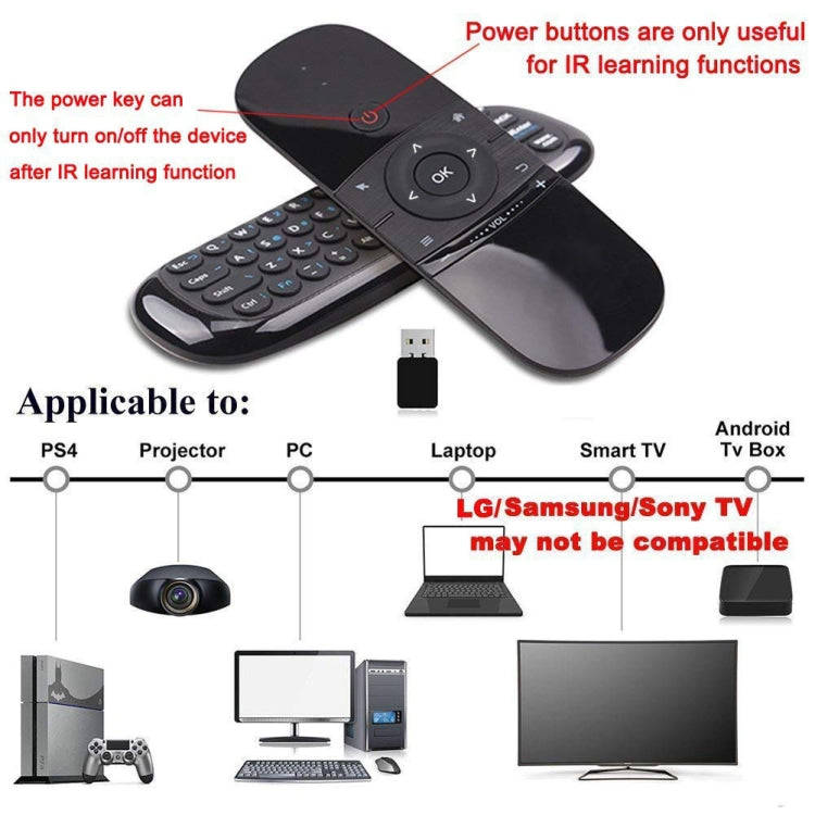 W1 Wireless QWERTY 57-Keys Keyboard 2.4G Air Mouse Remote Controller with LED Indicator for Andro...