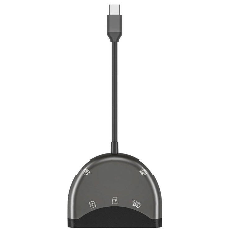 NK-3039 5 in 1 USB-C / Type-C Male to TF / SD Card Slot + 3 USB Female Adapter