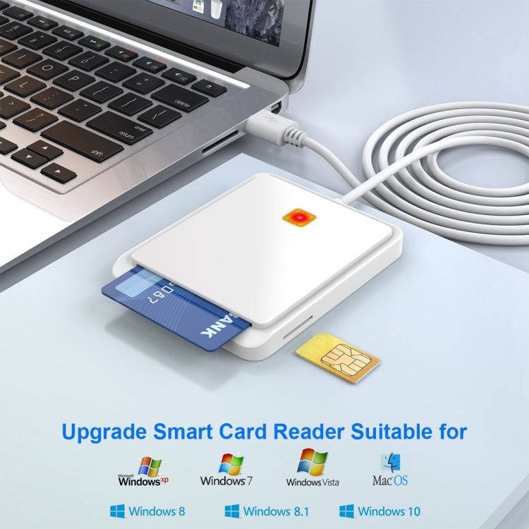 Rocketek CR317 USB 2.0 SIM  / ID / CAC Smart Card 2 in 1 Card Reader (White)