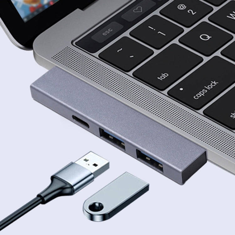 889C USB Male to USB 2.0+USB 3.0+USB-C/Type-C Female Adapter(Gray)