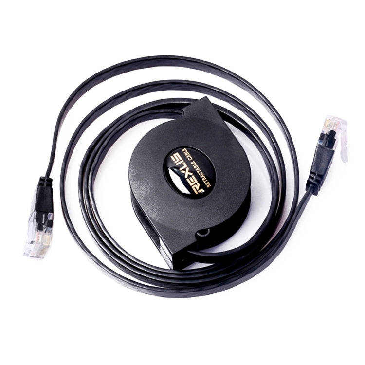 REXLIS 1m CAT6 Retractable Flat RJ45 Ethernet Network LAN Cable(Black)