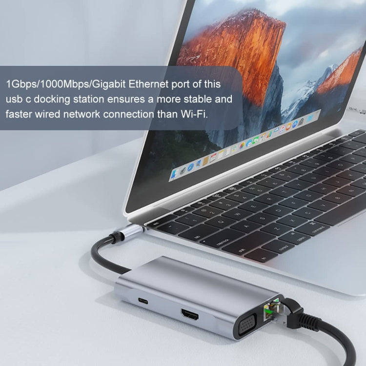 BYL-2111U3 7 in 1 USB-C / Type-C to USB Docking Station HUB Adapter (Silver)