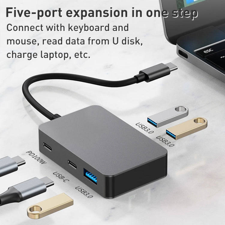 BYL-2316 5 in 1 USB-C / Type-C to USB3.0 & Type-C Multifunctional Docking Station HUB Adapter (Da...