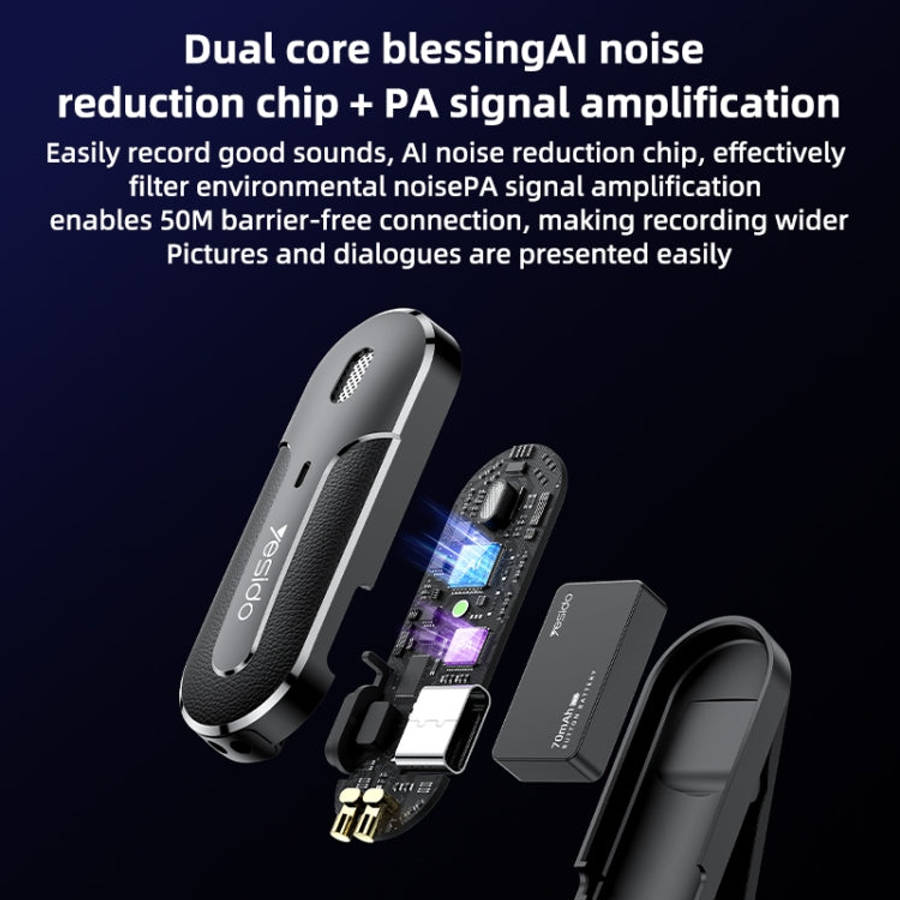 YESIDO KR16 2 in 1 Wireless Lavalier Microphone 8 Pin Receiver with Charging Box