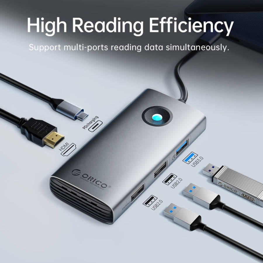 ORICO ORICO-PW11-6PCR R45 Type-C / USB-C 6-in-1 5Gbps Multifunction Docking Station (Dark Gray)