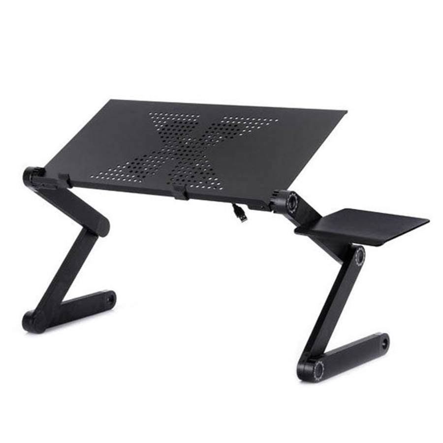Portable 360 Degree Adjustable Foldable Aluminium Alloy Desk Stand with Cool Fans & Mouse Pad for...