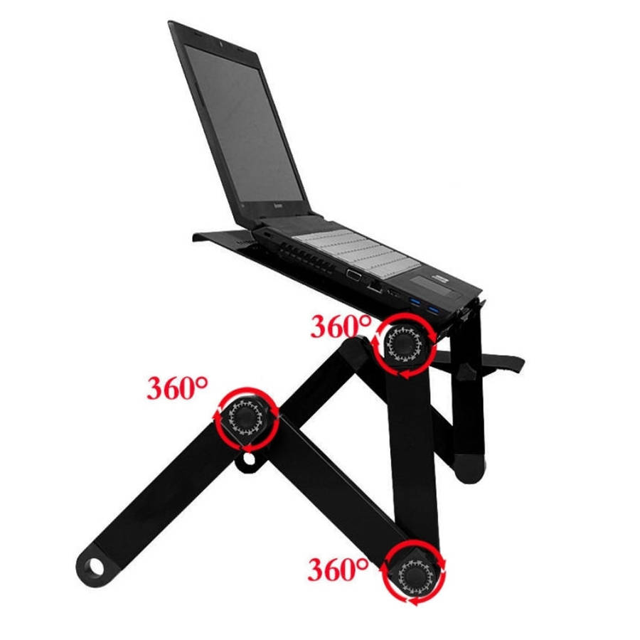 Portable 360 Degree Adjustable Foldable Aluminium Alloy Desk Stand with Cool Fans & Mouse Pad for...