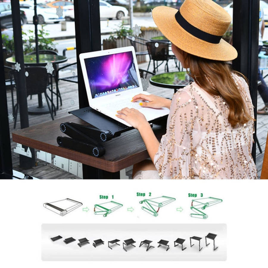 Portable 360 Degree Adjustable Foldable Aluminium Alloy Desk Stand with Double CPU Fans & Mouse P...