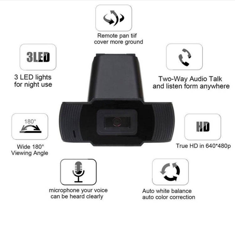 HXSJ A870 480P Pixels HD 360 Degree WebCam USB 2.0 PC Camera with Microphone for Skype Computer P...