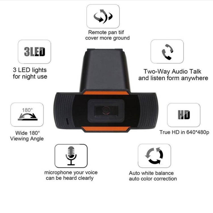 A870 480P Pixels HD 360 Degree WebCam USB 2.0 PC Camera with Microphone for Skype Computer PC Lap...