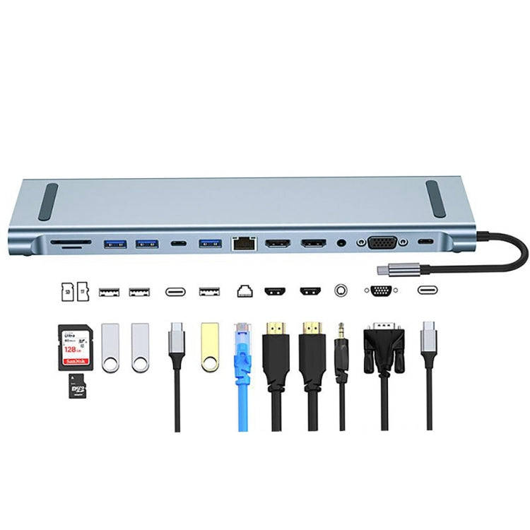 BYL-2003U2 12 in 1 USB-C / Type-C to USB Multifunctional Docking Station HUB Adapter