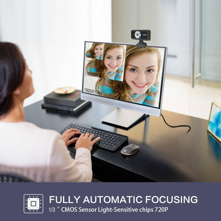 HXSJ S90 30fps 1 Megapixel 720P HD Webcam for Desktop / Laptop / Android TV, with 8m Sound Absorb...