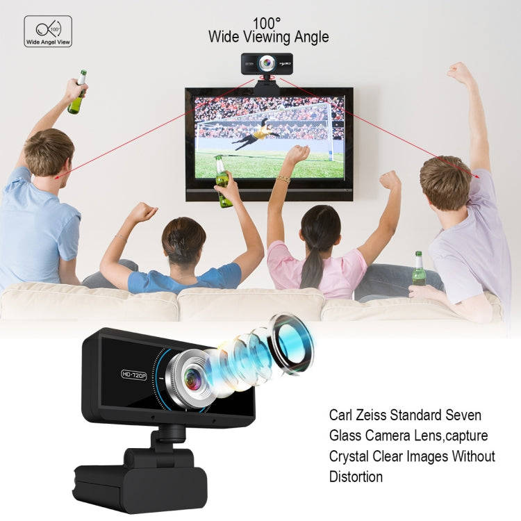 HXSJ S90 30fps 1 Megapixel 720P HD Webcam for Desktop / Laptop / Android TV, with 8m Sound Absorb...