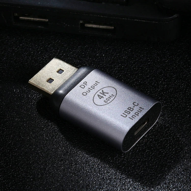 Type-C / USB-C Female to Big DP Male Aluminium Alloy Adapter (Silver)