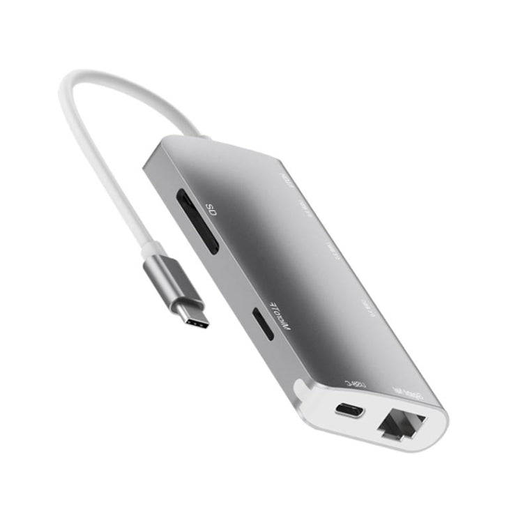 9591C 8 In 1 USB 3.0 x3 + SD / TF Card + HDMI + RJ45 + Type-C / USB-C (PD) Multi-function HUB Con...