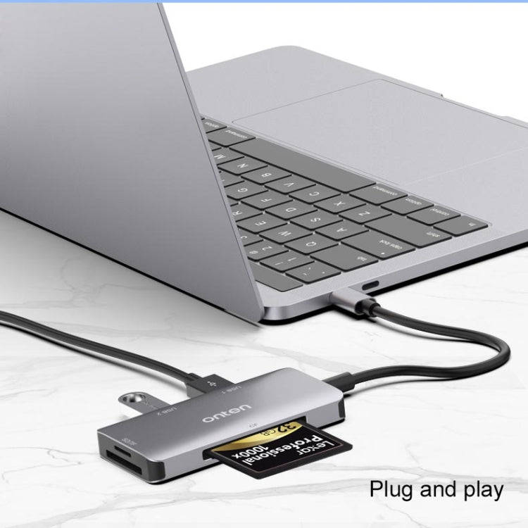 Onten 91882 5 In 1 USB3.0 x3 + SD + TF + CF Type-C / USB-C OTG Multi-function Card Reader