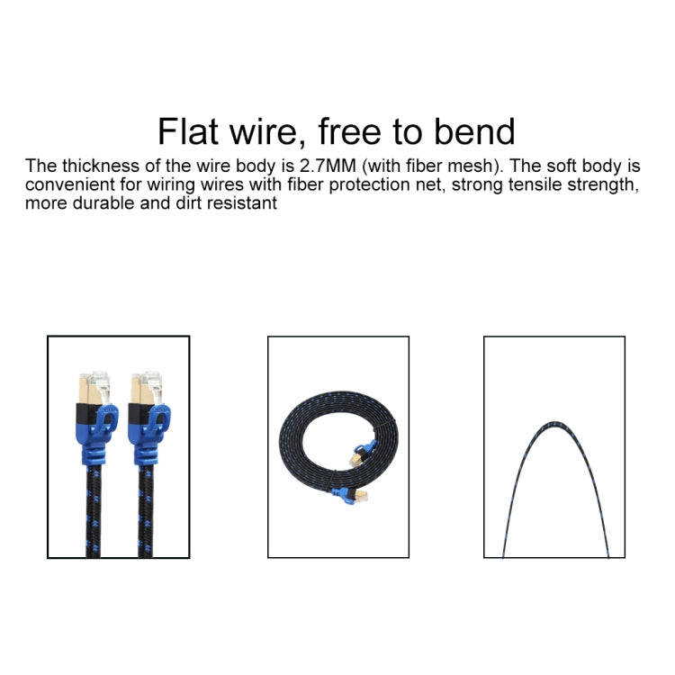 REXLIS CAT7-2 Gold-plated CAT7 Flat Ethernet 10 Gigabit Two-color Braided Network LAN Cable for M...
