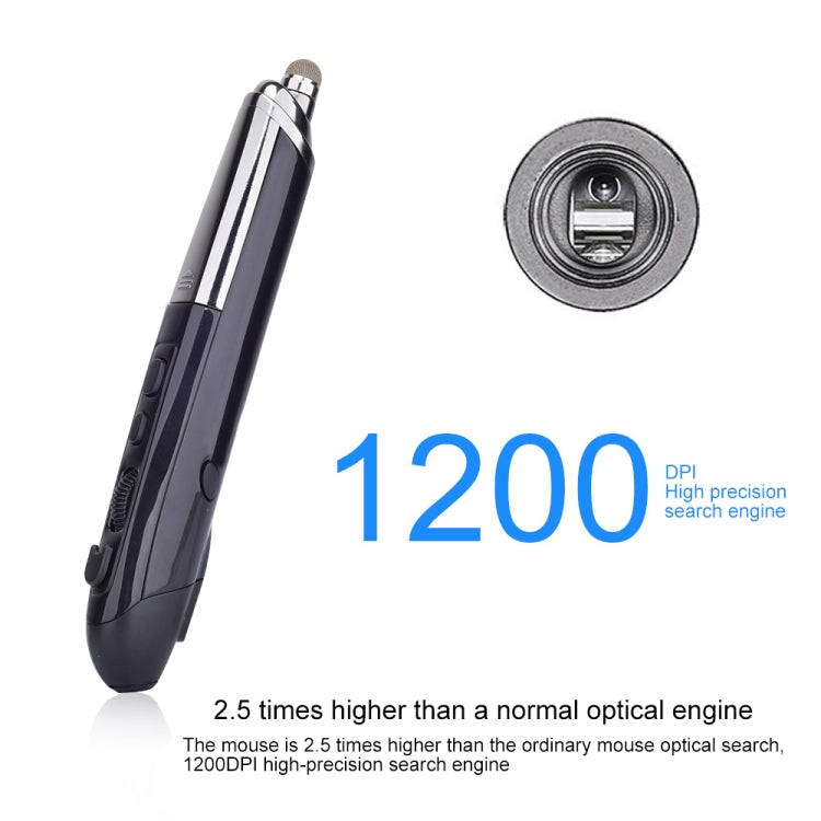 PR-08 6-keys Smart Wireless Optical Mouse with Stylus Pen & Laser Function (Black)