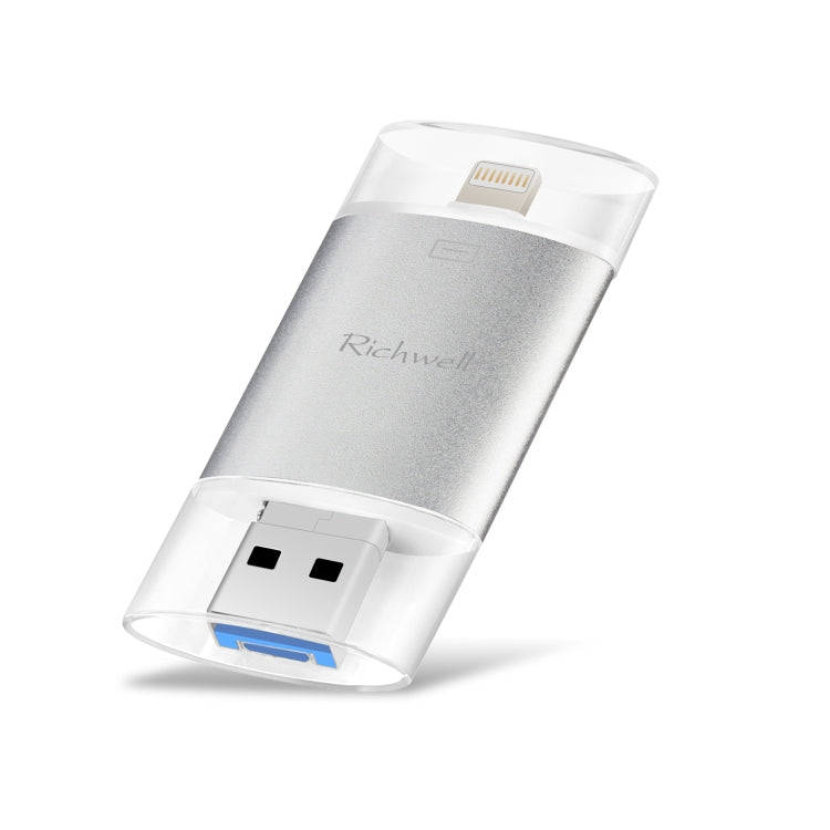 Richwell 3 in 1 64G Type-C + 8 Pin + USB 3.0 Metal Double Cover Push-pull Flash Disk with OTG Fun...