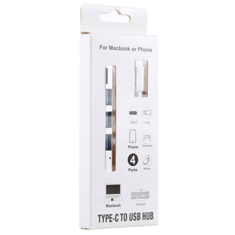T-818 TF + 3 x USB 3.0 to USB-C / Type-C HUB Adapter (Silver)