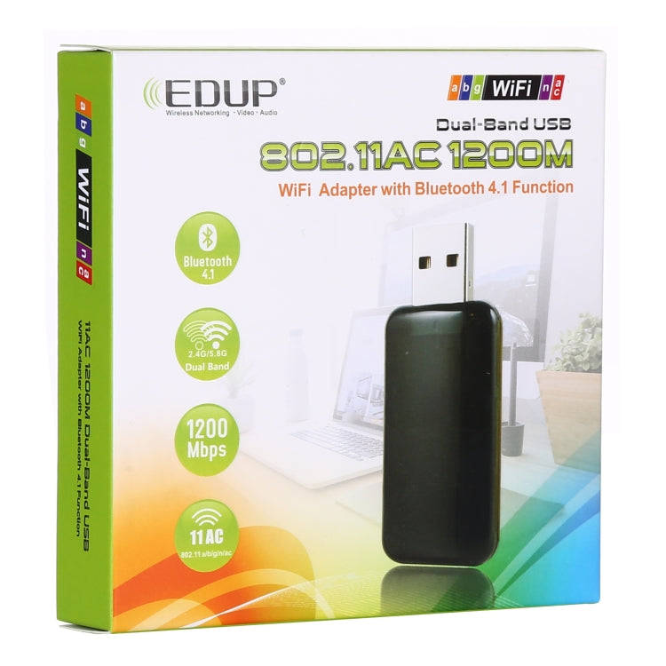 EDUP EP-AC1681 2 in 1 AC1200Mbps 2.4GHz & 5.8GHz Dual Band USB WiFi Adapter External Network Card...