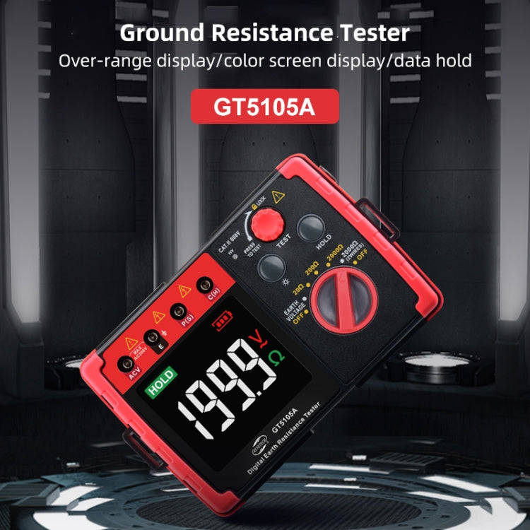 BENETECH GT5105A Professional LCD Digital Resistance Tester Meter Megger Earth Ground Resistance ...