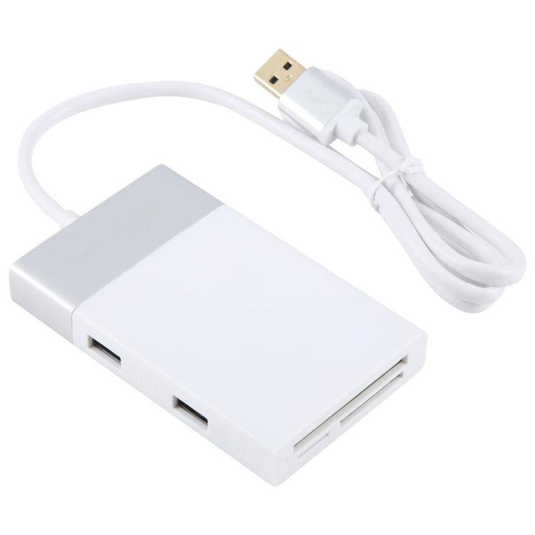 6 In 1 Multi-function Dual USB 3.0 + XQD + CF + TF + SD Card Reader (Silver)