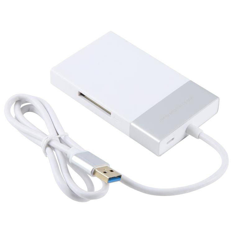 6 In 1 Multi-function Dual USB 3.0 + XQD + CF + TF + SD Card Reader (Silver)