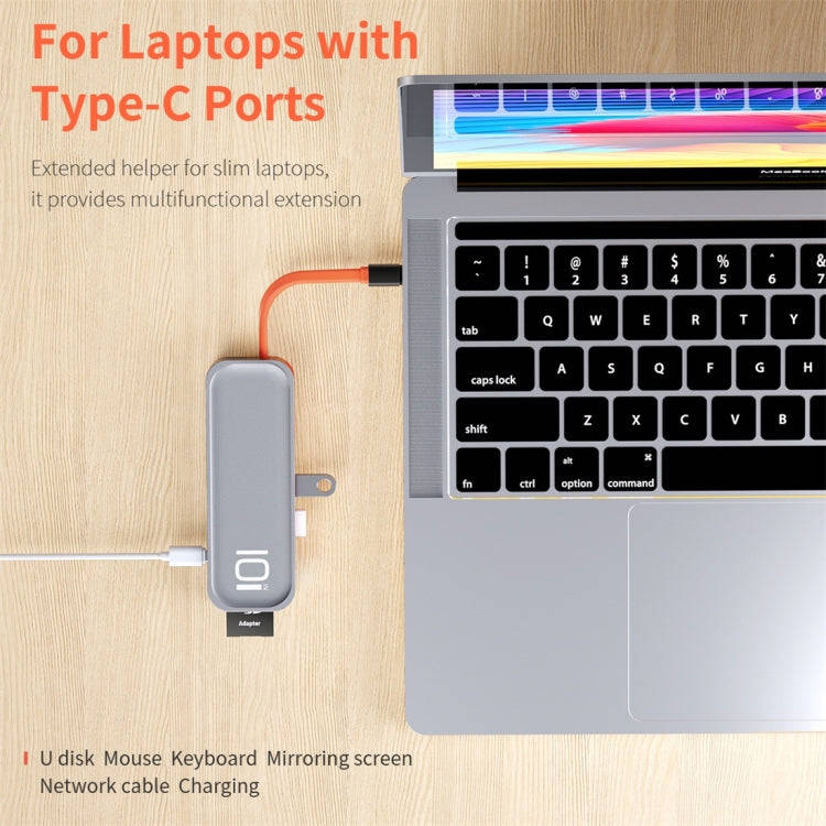 ROCK TR01 10 In 1 Type-C / USB-C to HDMI + VGA Multifunctional Extension HUB Adapter(Silver)