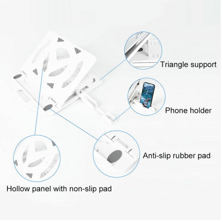 General-purpose Increased Heat Dissipation For Laptops Holder, Style: with Mobile Phone Holder(Bl...