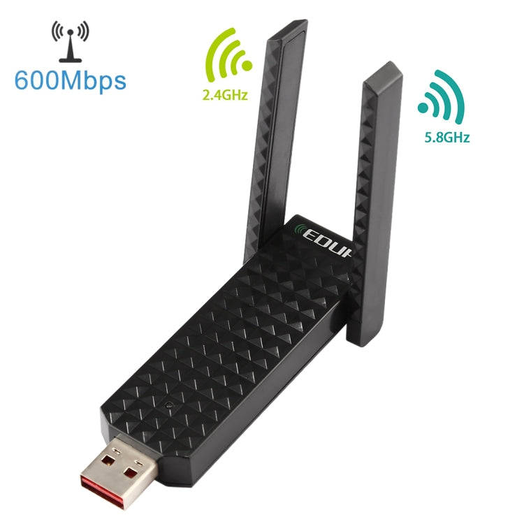 EDUP EP-AC1625 600Mbps 2.4G / 5.8GHz Dual Band Wireless 11AC USB 2.0 Adapter Network Card with 2 ...