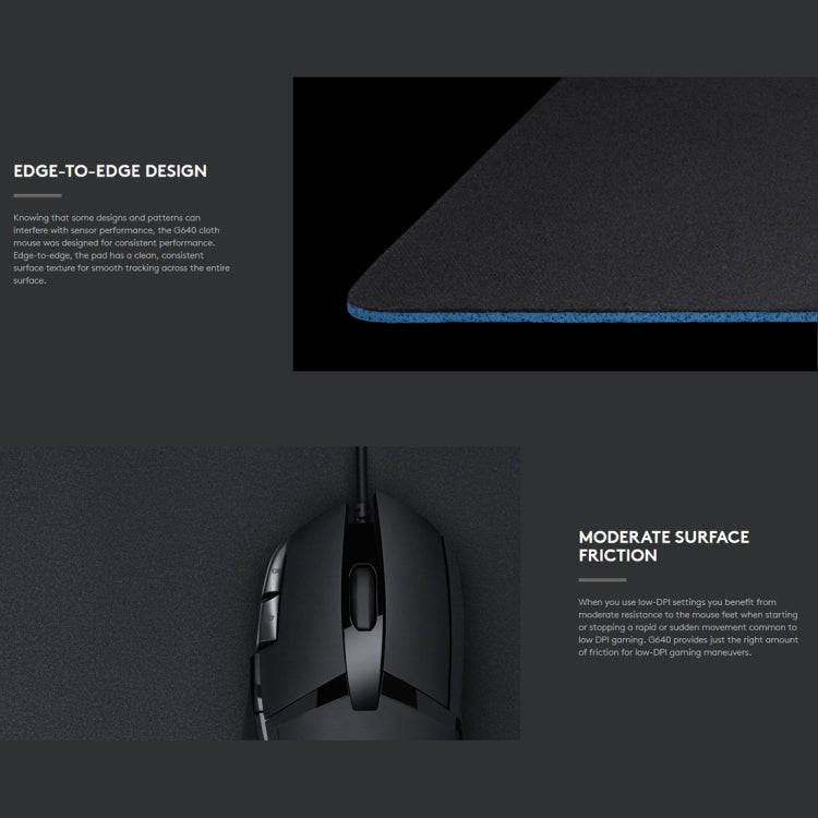Logitech G640 Cloth Soft E-sport Gaming Mouse Pad, Size: 46 x 40cm (Black)