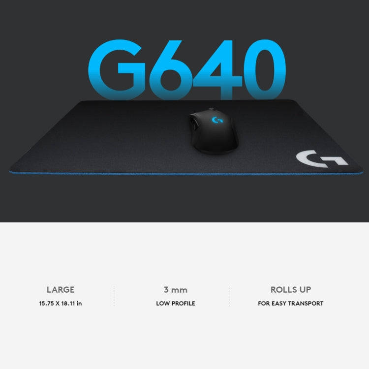 Logitech G640 Cloth Soft E-sport Gaming Mouse Pad, Size: 46 x 40cm (Black)
