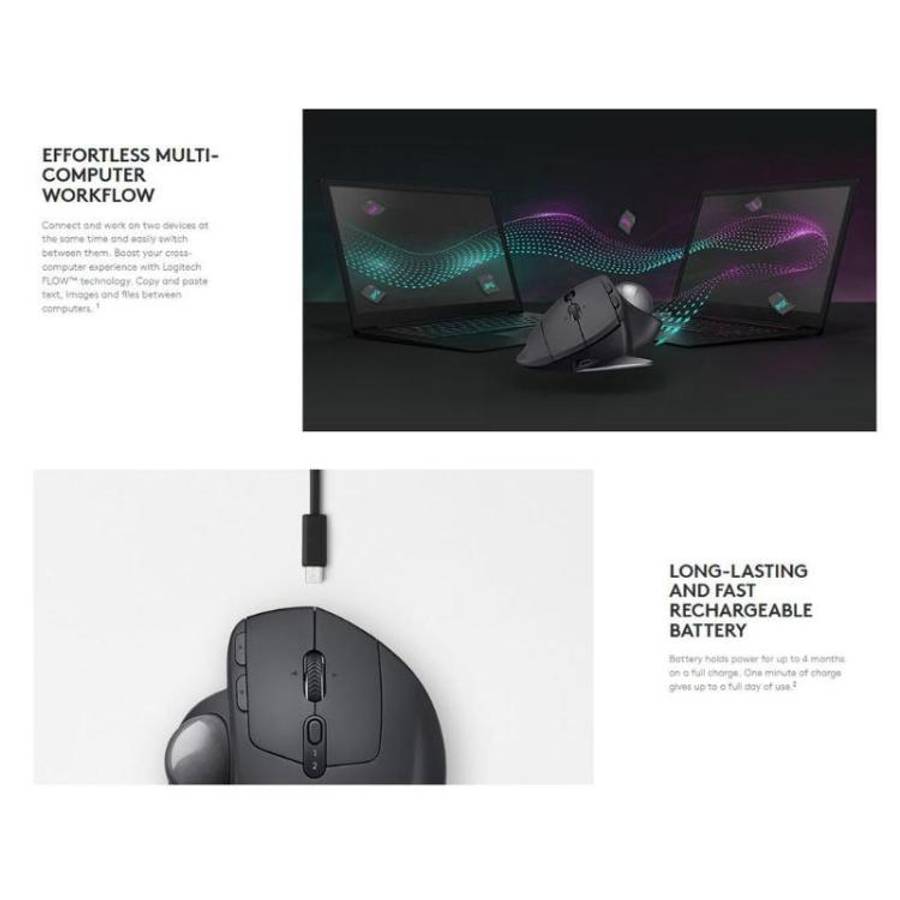 Logitech MX ERGO S 440DPI Bluetooth + Unifying Dual-mode Wireless Trackball Optical Mouse(Black)