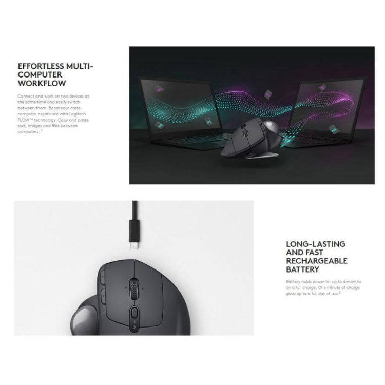 Logitech MX ERGO 440DPI Bluetooth + Unifying Dual-mode Wireless Trackball Optical Mouse(Black)