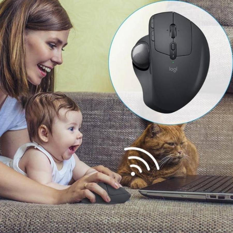 Logitech MX ERGO S 440DPI Bluetooth + Unifying Dual-mode Wireless Trackball Optical Mouse(Black)