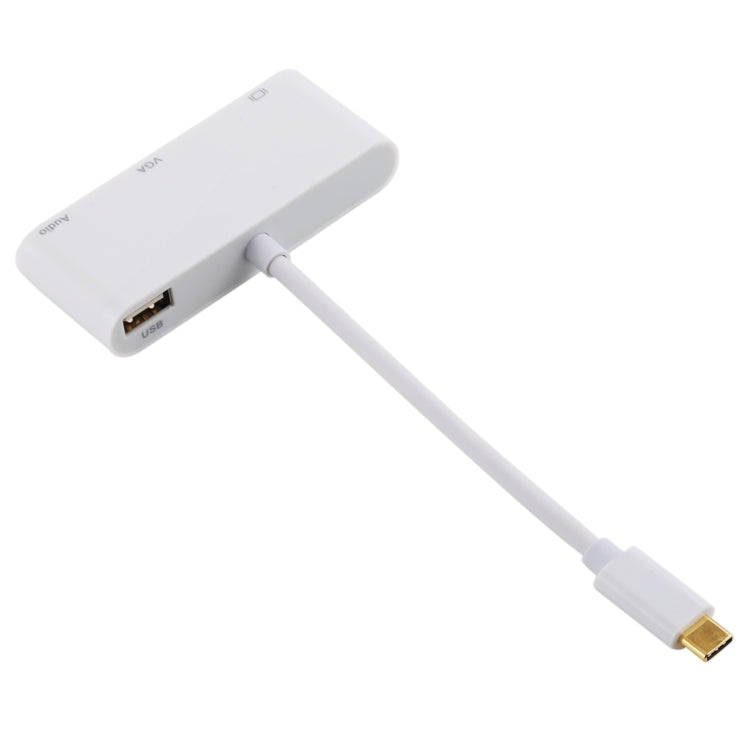 USB 2.0 + Audio Port + VGA + HDMI to USB-C / Type-C HUB Adapter (White)