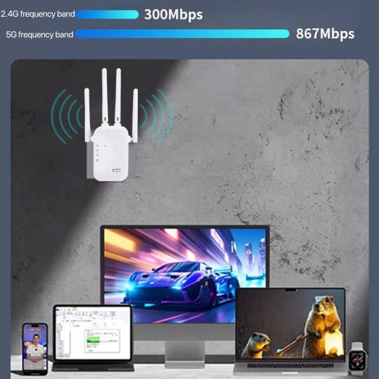 SM-010 Four-antenna 300M Repeater WiFi Wireless Router (US Plug)