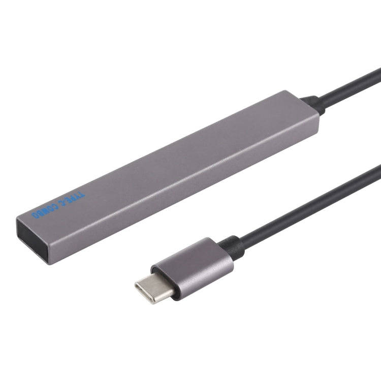 T-809B TF Card Reader + 3 x USB 3.0 Ports to USB-C / Type-C HUB Converter, Cable Length: 13cm (Grey)