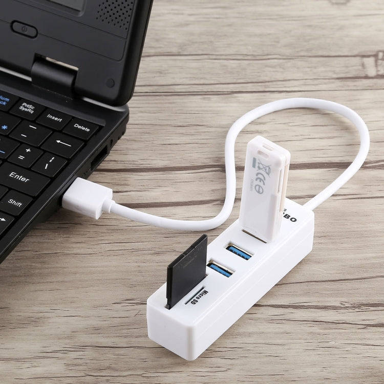 2 in 1 TF / SD Card Reader + 3 x USB 3.0 Ports to USB 3.0 HUB Converter, Cable Length: 26cm(White)