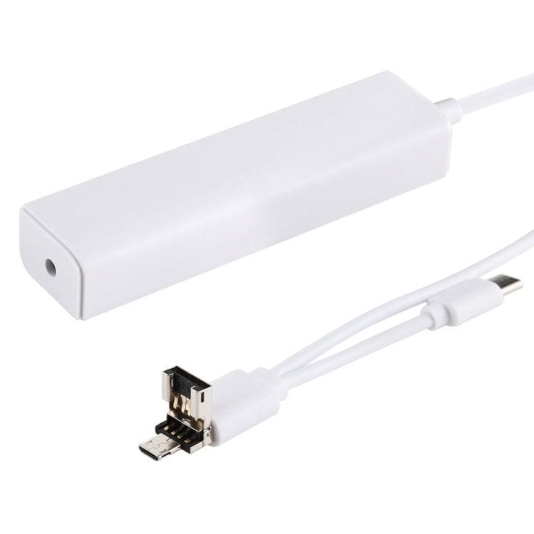 3 in 1 USB-C / Type-C + Micro USB + 4 x USB 2.0 Ports HUB Converter, Cable Length: 12cm(White)
