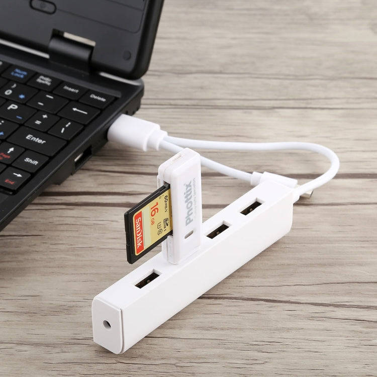 3 in 1 USB-C / Type-C + Micro USB + 4 x USB 2.0 Ports HUB Converter, Cable Length: 12cm(White)