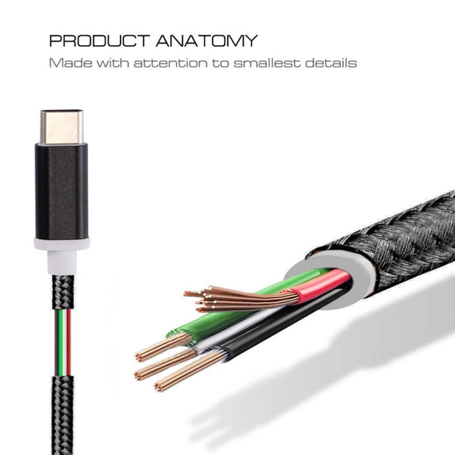 USB-C / Type-C Male to 3.5mm Female Weave Texture Audio Adapter, Length: about 10cm(Silver)