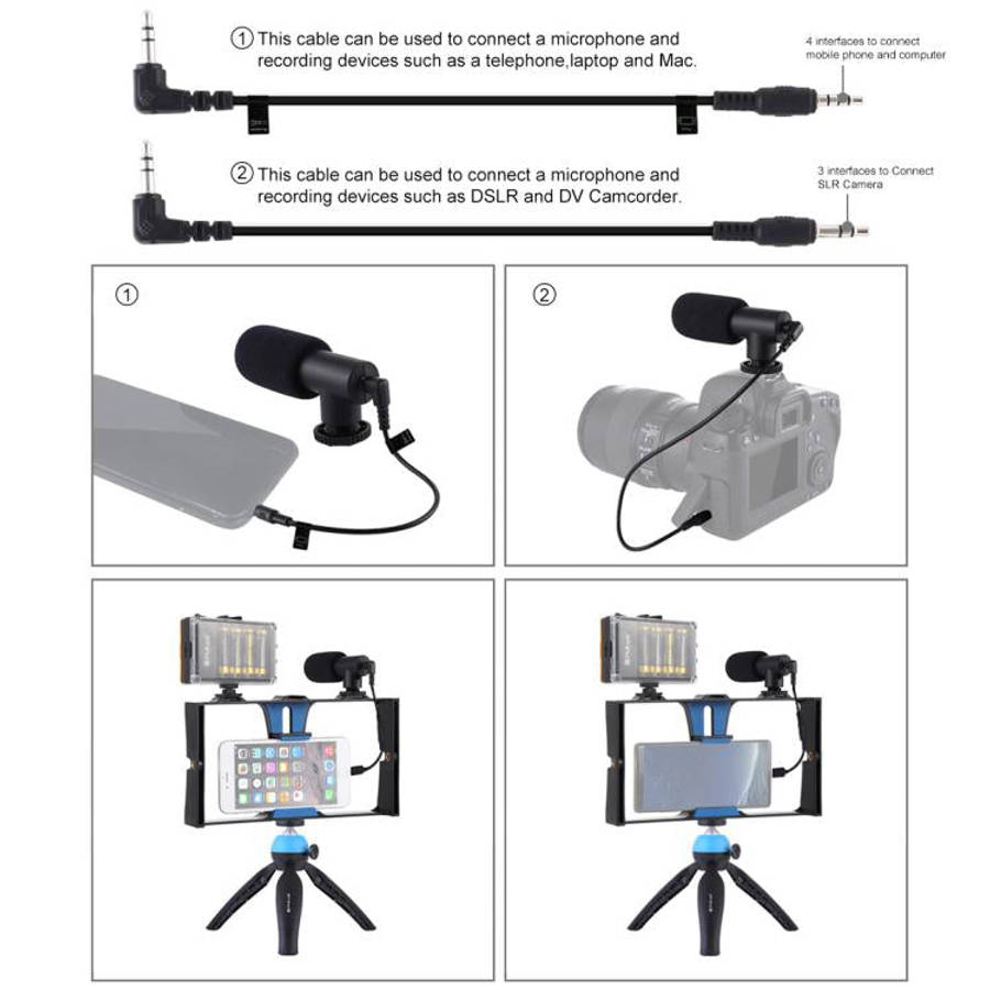PULUZ 4 in 1 Vlogging Live Broadcast LED Selfie Light Smartphone Video Rig Kits with Microphone +...