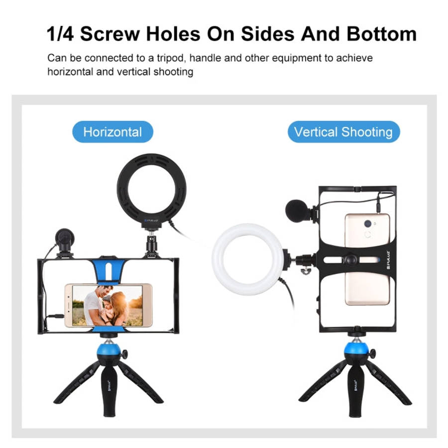 PULUZ 4 in 1 Vlogging Live Broadcast Smartphone Video Rig + 4.7 inch 12cm Ring LED Selfie Light K...