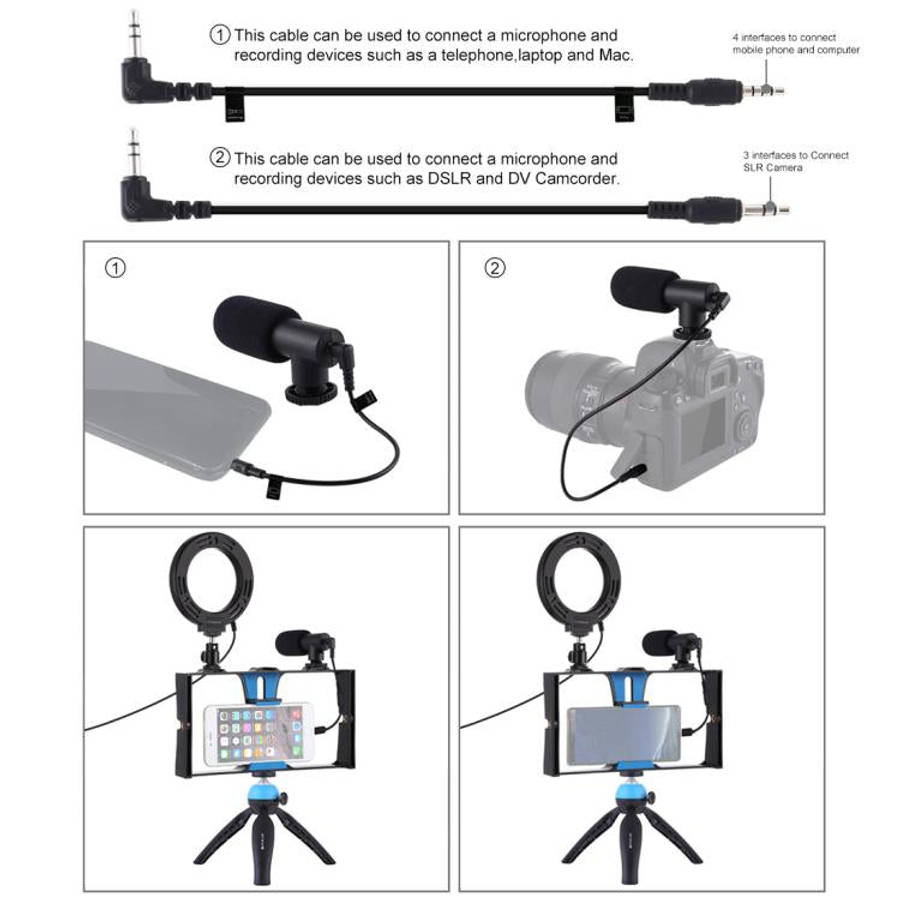 PULUZ 4 in 1 Vlogging Live Broadcast Smartphone Video Rig + 4.7 inch 12cm Ring LED Selfie Light K...